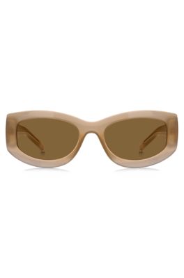 Translucent-acetate sunglasses with logo details, Beige