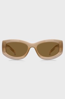 Translucent-acetate sunglasses with logo details, Beige