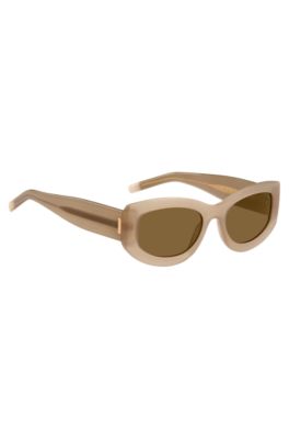 Translucent-acetate sunglasses with logo details, Beige