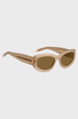 Translucent-acetate sunglasses with logo details, Beige