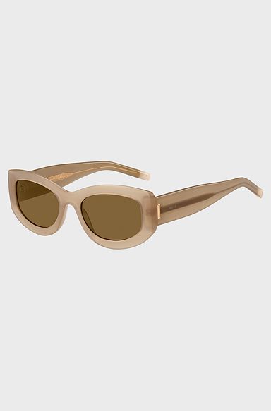 Translucent-acetate sunglasses with logo details, Beige