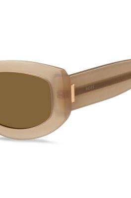 Translucent-acetate sunglasses with logo details, Beige