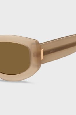 Translucent-acetate sunglasses with logo details, Beige