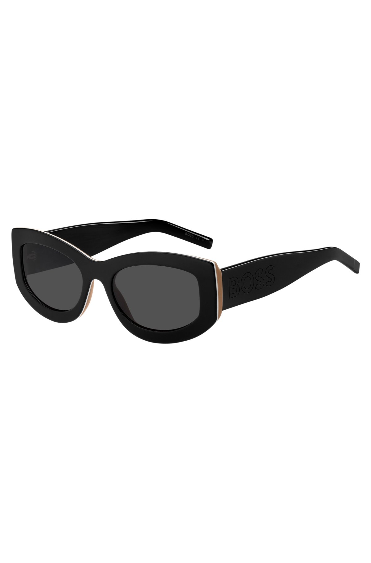 BOSS - Signature-stripe bio-acetate sunglasses with large temple logo