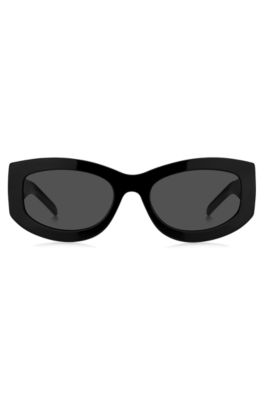 シグネチャーストライプ バイオアセテート サングラス ラージテンプルロゴ, ブラック