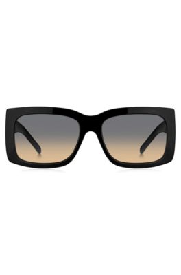 Signature-stripe bio-acetate sunglasses with large temple logo, Black