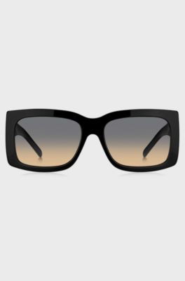 Signature-stripe bio-acetate sunglasses with large temple logo, Black