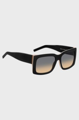 Signature-stripe bio-acetate sunglasses with large temple logo, Black