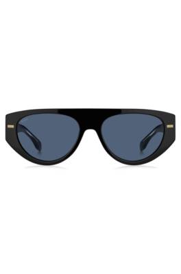 Bio-acetate black sunglasses with patterned rivets