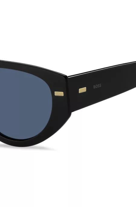 Lunettes de soleil noires en bio-acétate avec rivets à motif