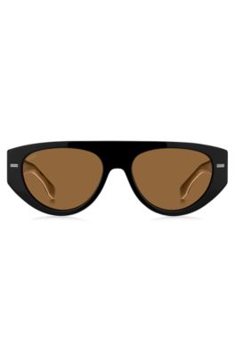 Black bio-acetate sunglasses with lasered-logo temples, Black