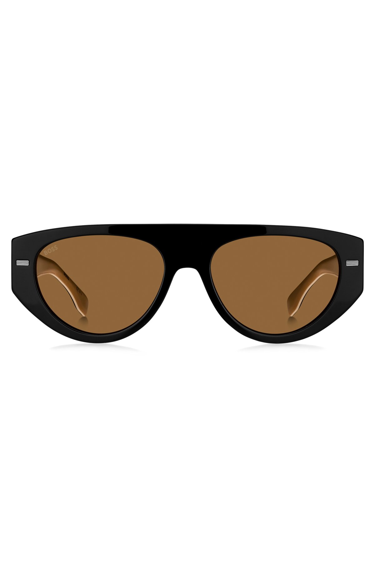 Black bio-acetate sunglasses with lasered-logo temples, Black