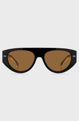 Black bio-acetate sunglasses with lasered-logo temples, Black