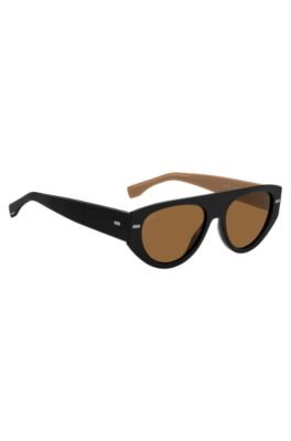 Black bio-acetate sunglasses with lasered-logo temples, Black