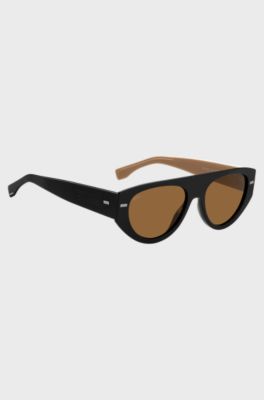 Black bio-acetate sunglasses with lasered-logo temples, Black