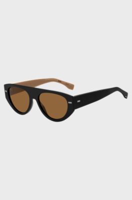 Black bio-acetate sunglasses with lasered-logo temples, Black