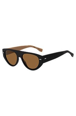 Black bio-acetate sunglasses with lasered-logo temples
