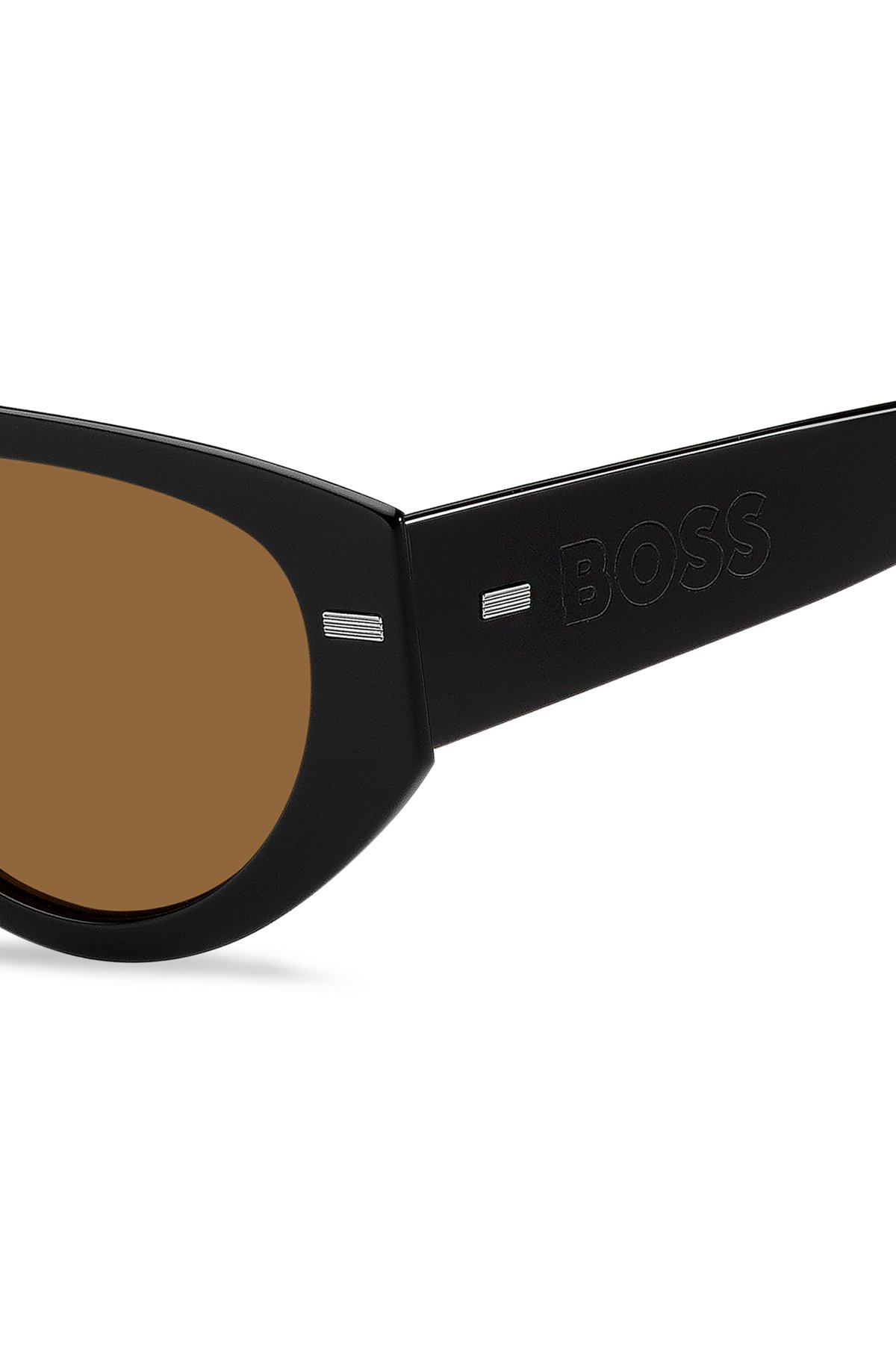 Black bio-acetate sunglasses with lasered-logo temples, Black