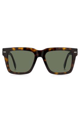Havana bio-acetate sunglasses with patterned rivets, Black Patterned
