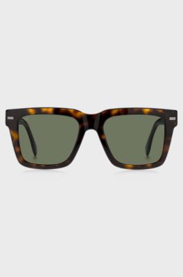 Havana bio-acetate sunglasses with patterned rivets, Black Patterned