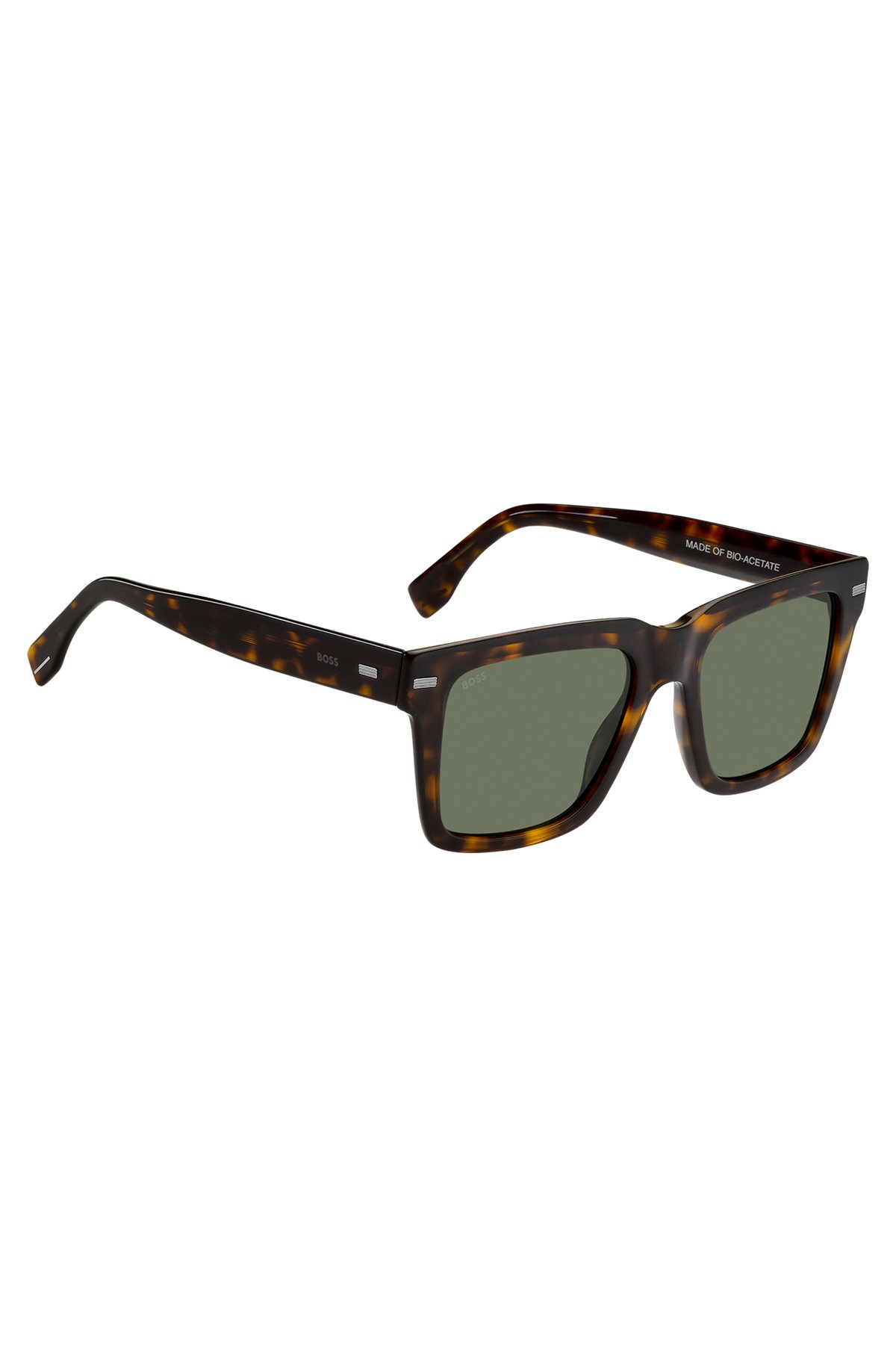 Havana bio-acetate sunglasses with patterned rivets, Black Patterned
