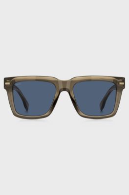 Brown bio-acetate sunglasses with patterned rivets, Brown