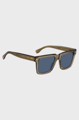 Brown bio-acetate sunglasses with patterned rivets, Brown
