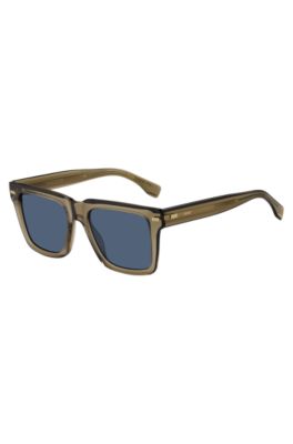 Brown bio-acetate sunglasses with patterned rivets, Brown