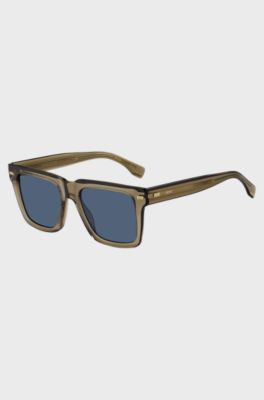 Brown bio-acetate sunglasses with patterned rivets, Brown
