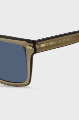 Brown bio-acetate sunglasses with patterned rivets, Brown