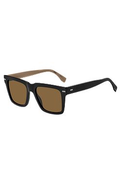 Black bio-acetate sunglasses with large temple logo
