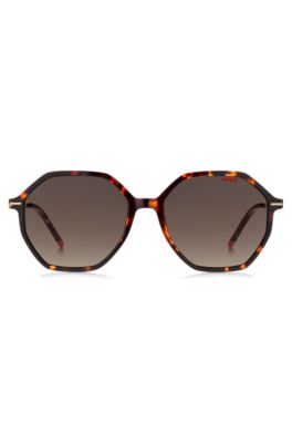 Havana-acetate sunglasses with gold-tone temples, Dark Brown