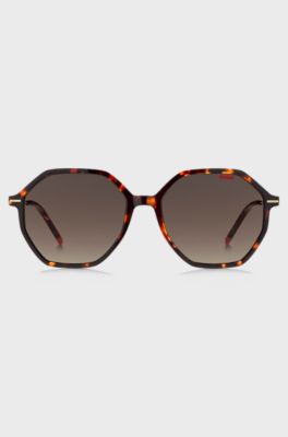 Havana-acetate sunglasses with gold-tone temples, Dark Brown