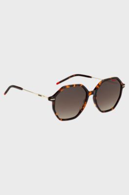 Havana-acetate sunglasses with gold-tone temples, Dark Brown