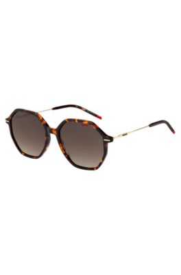 Havana-acetate sunglasses with gold-tone temples, Dark Brown