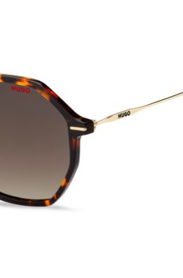 Havana-acetate sunglasses with gold-tone temples, Dark Brown