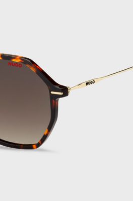 Havana-acetate sunglasses with gold-tone temples, Dark Brown