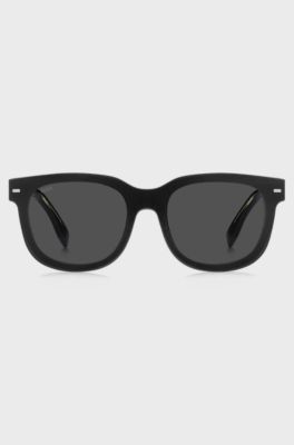 Bio-acetate black optical frames with clip-on sun lenses, Black