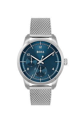Blue-dial multi-eye watch with mesh bracelet