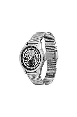 BOSS Skeleton dial automatic watch with mesh bracelet