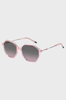 Pink-acetate sunglasses with branded metal temples, Light Pink