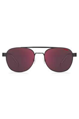 Metal-frame sunglasses with rubberised logo, Assorted-Pre-Pack