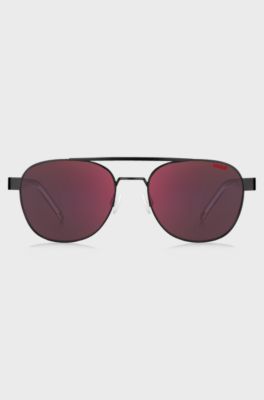 Metal-frame sunglasses with rubberised logo, Assorted-Pre-Pack