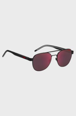 Metal-frame sunglasses with rubberised logo, Assorted-Pre-Pack