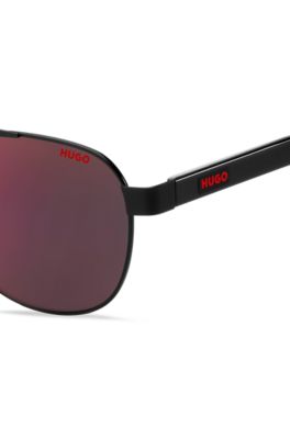 Metal-frame sunglasses with rubberised logo, Assorted-Pre-Pack