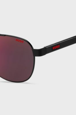 Metal-frame sunglasses with rubberised logo, Assorted-Pre-Pack