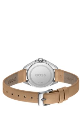 Stainless-steel watch with crystal-embellished bezel, Silver