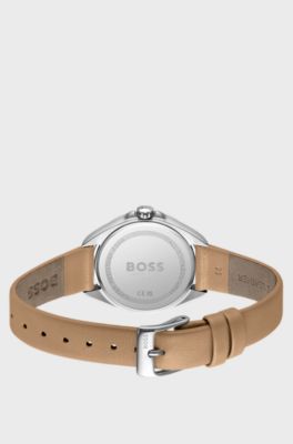 Stainless-steel watch with crystal-embellished bezel, Silver