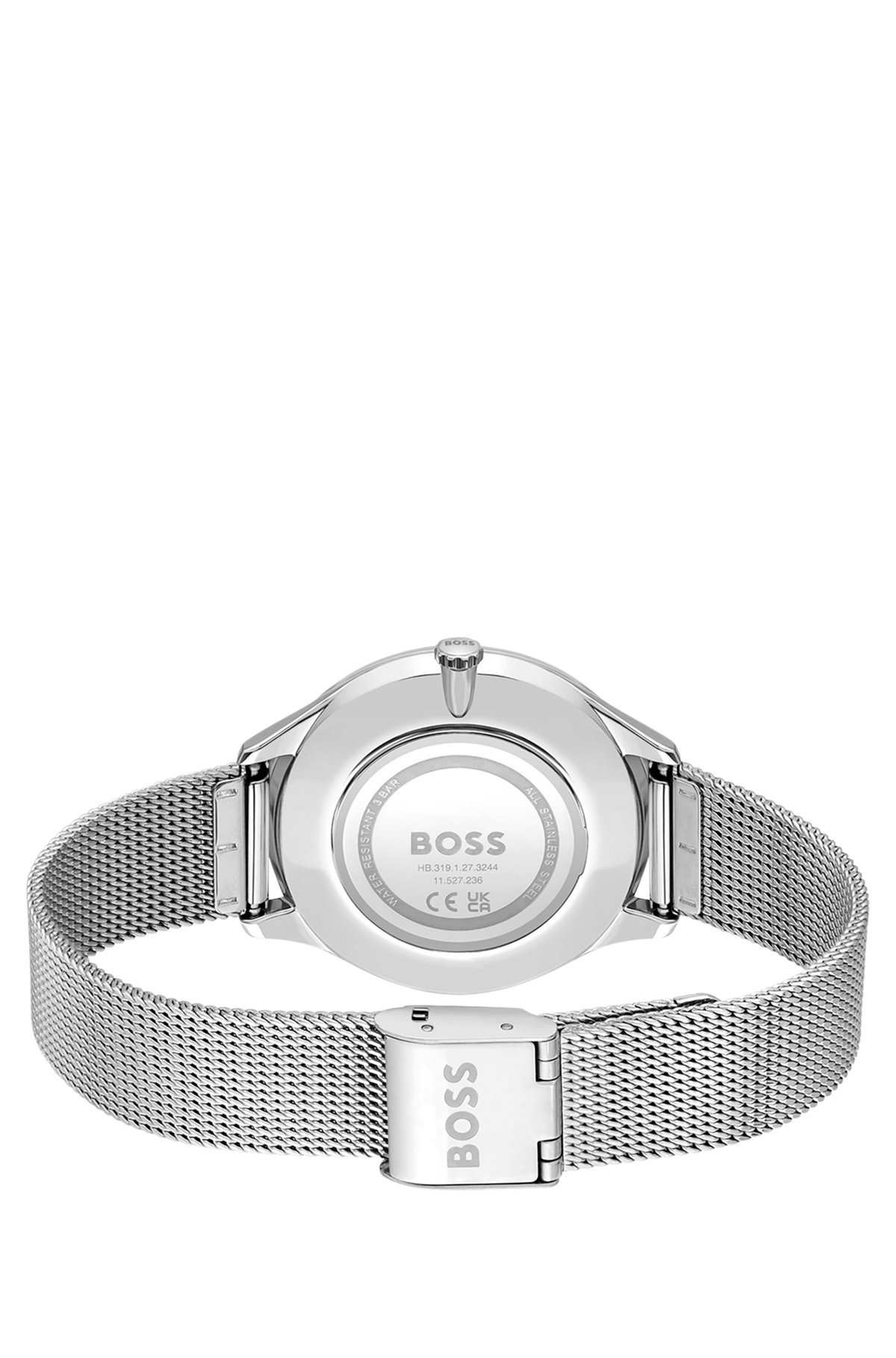 Silver-tone watch with mesh bracelet, Silver