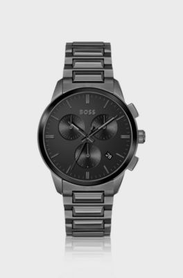 Grey-plated chronograph watch with link bracelet, Assorted-Pre-Pack